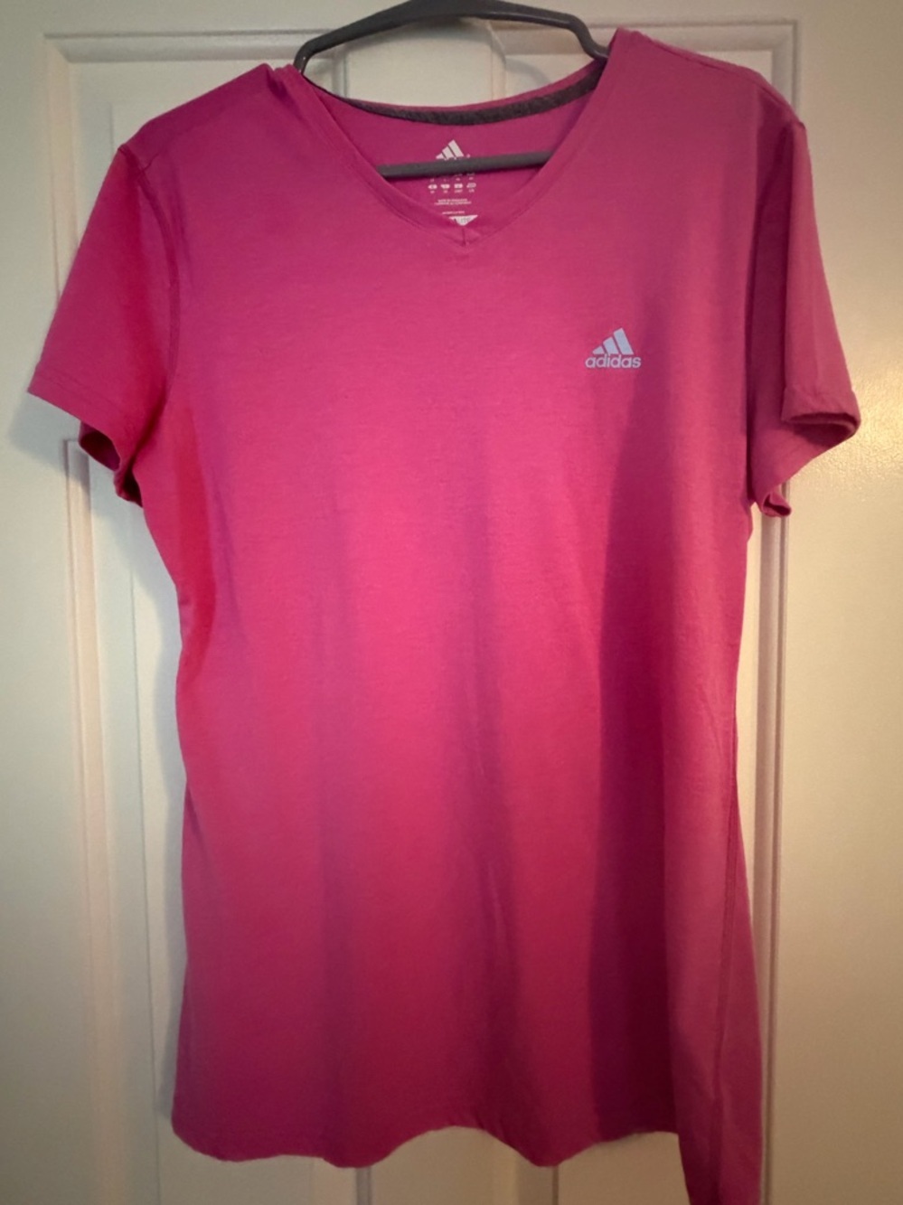 adidas Pink V-Neck Short Sleeve Tee